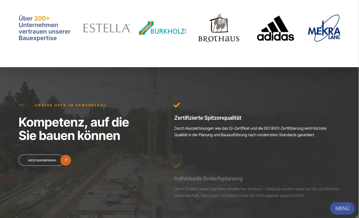 Kompetenz & Bauprojekte – Ansicht Desktop