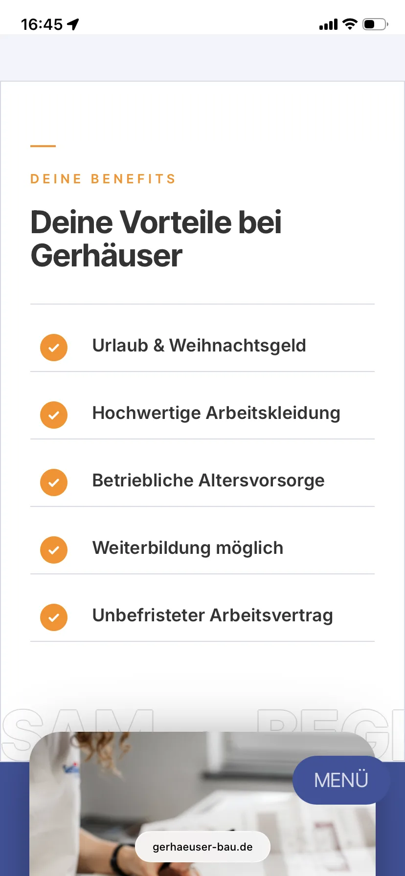 Vorteile – Ansicht Mobil