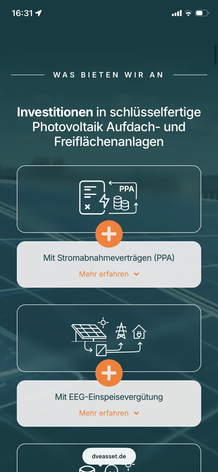 Leistungen – Ansicht Mobil