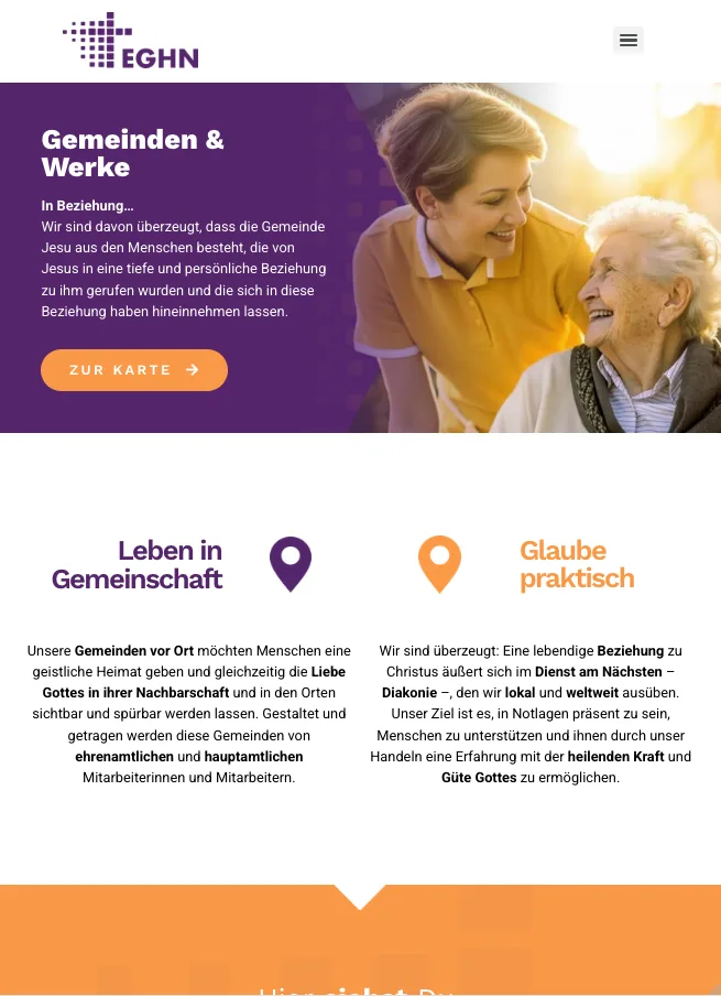 Gemeinden & Werke – Ansicht Tablet