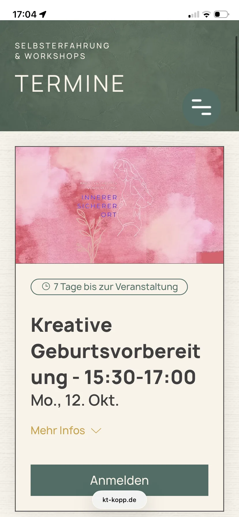 Termine – Ansicht Mobil