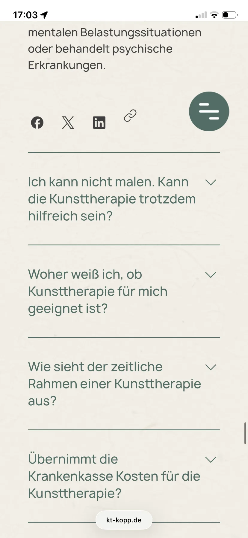 FAQ – Ansicht Mobil