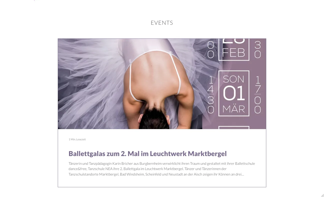 Events – Ansicht Desktop