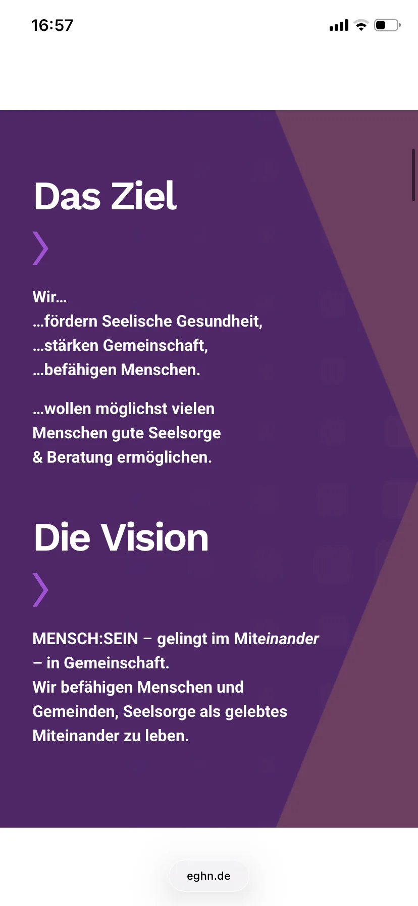 Ziel & Vision – Ansicht Mobil