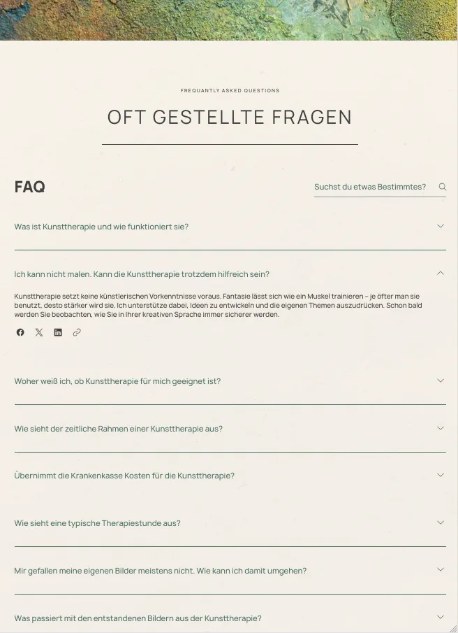 FAQ – Ansicht Tablet