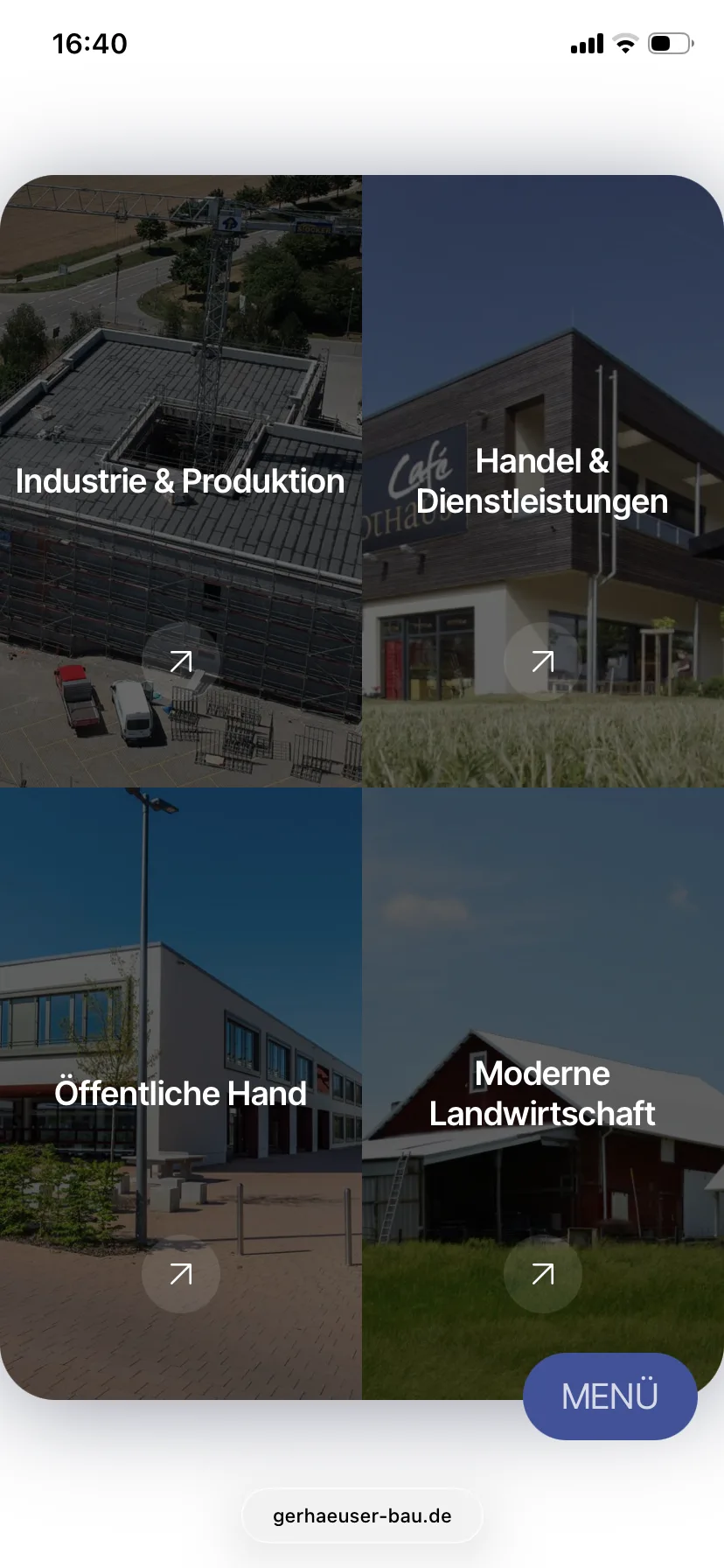 Bereiche – Ansicht Mobil