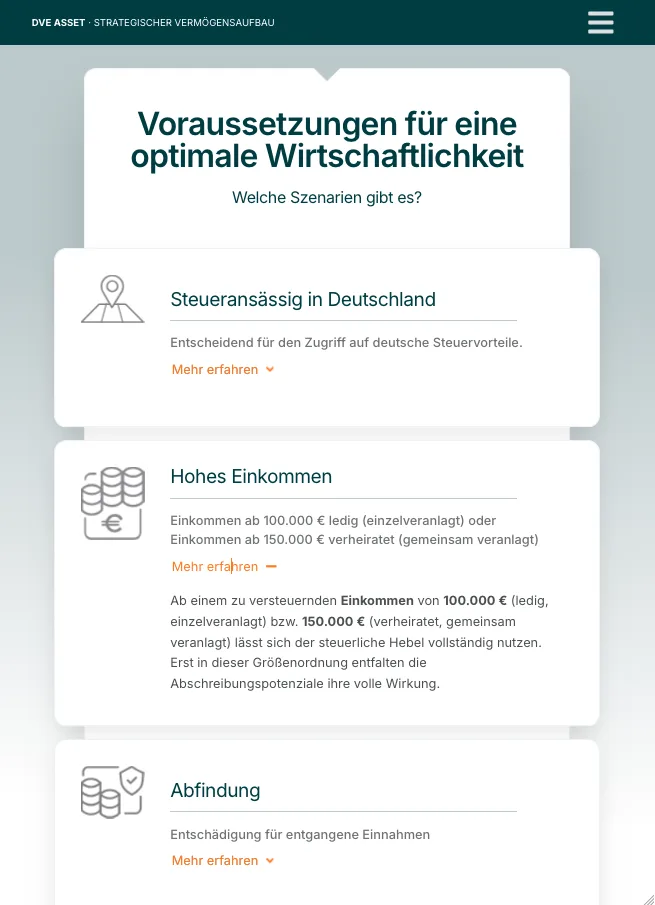 Voraussetzungen – Ansicht Tablet