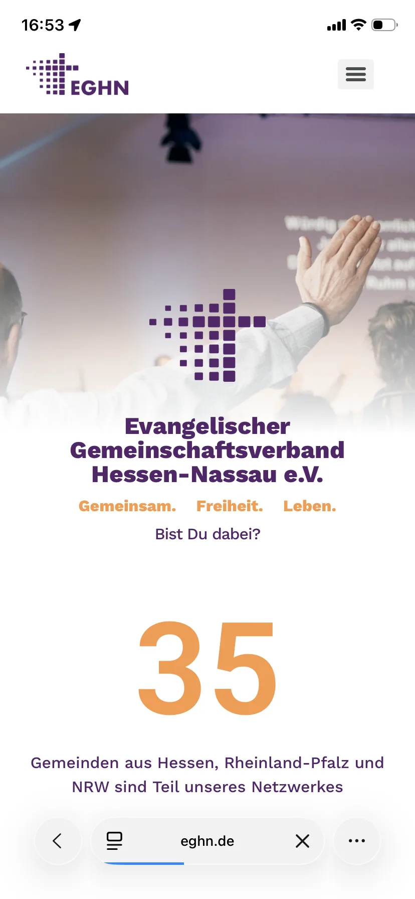 Startseite – Ansicht Mobil