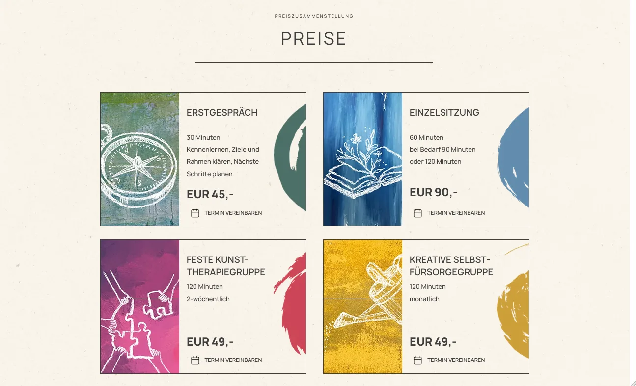 Preise – Ansicht Desktop