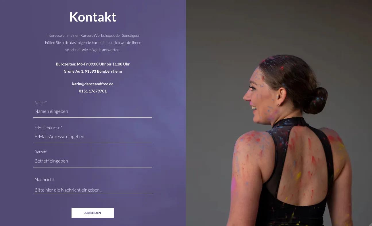 Kontakt – Ansicht Desktop