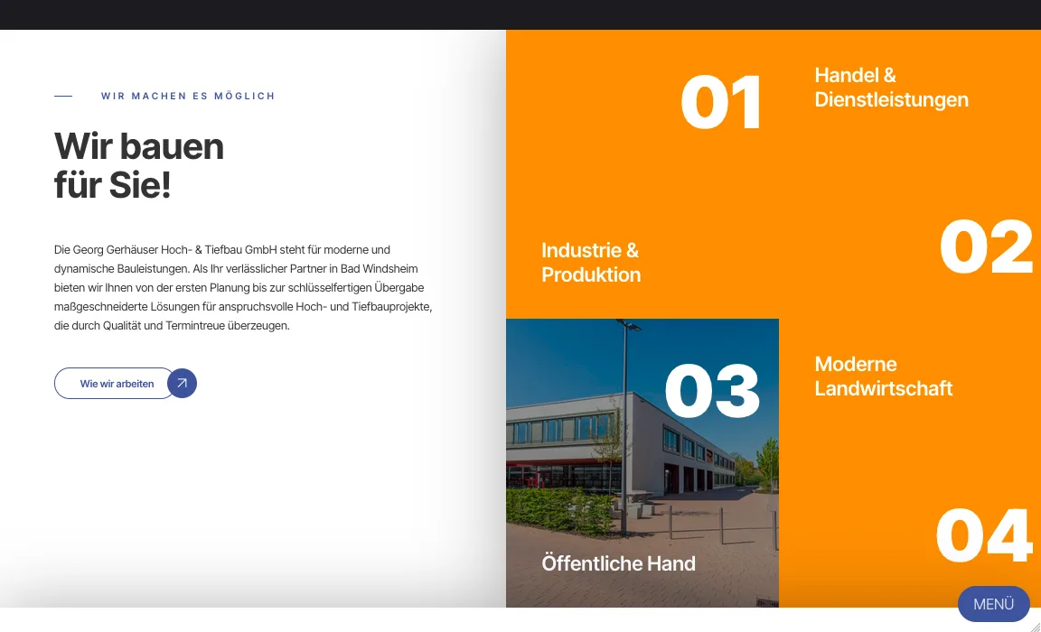 Bereiche – Ansicht Desktop