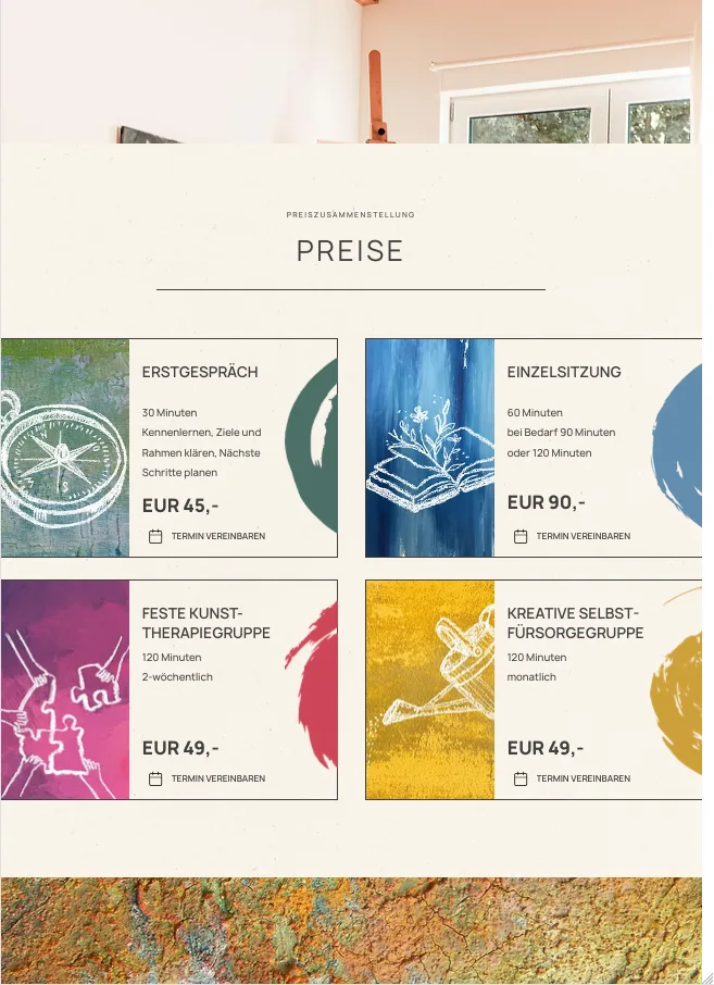 Preise – Ansicht Tablet