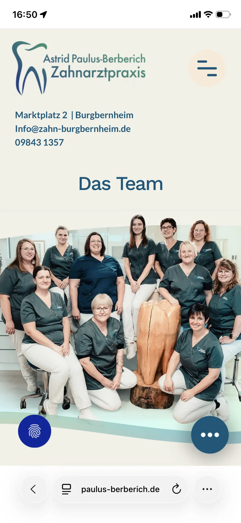 Das Team – Ansicht Mobil