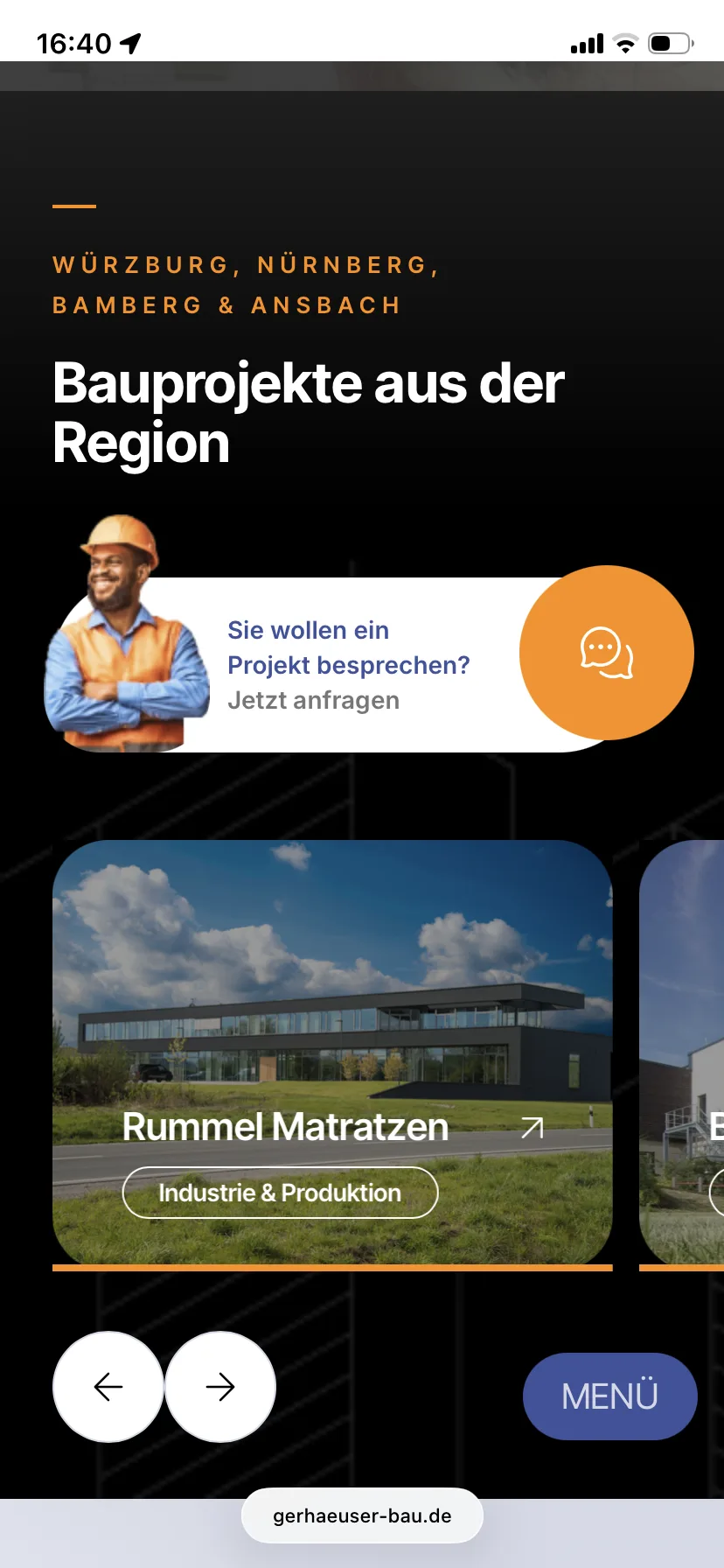Kompetenz & Bauprojekte – Ansicht Mobil
