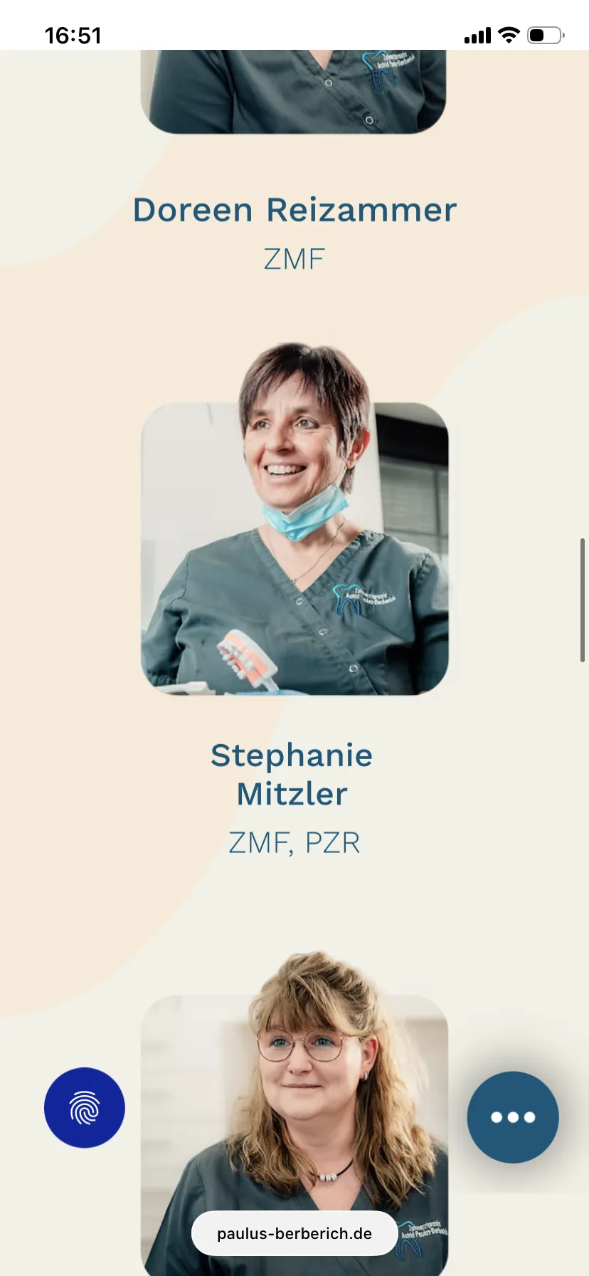 Teammitglieder – Ansicht Mobil