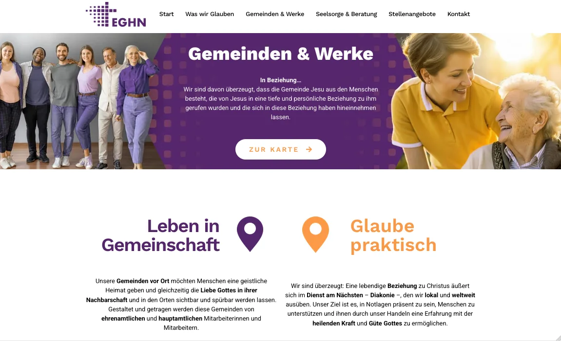 Gemeinden & Werke – Ansicht Desktop