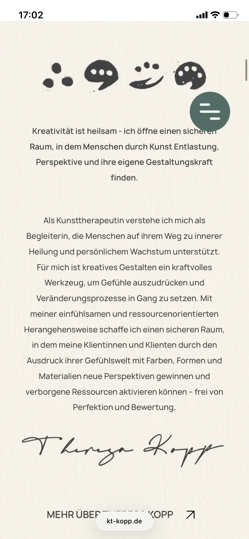 Kreativität ist heilsam – Ansicht Mobil