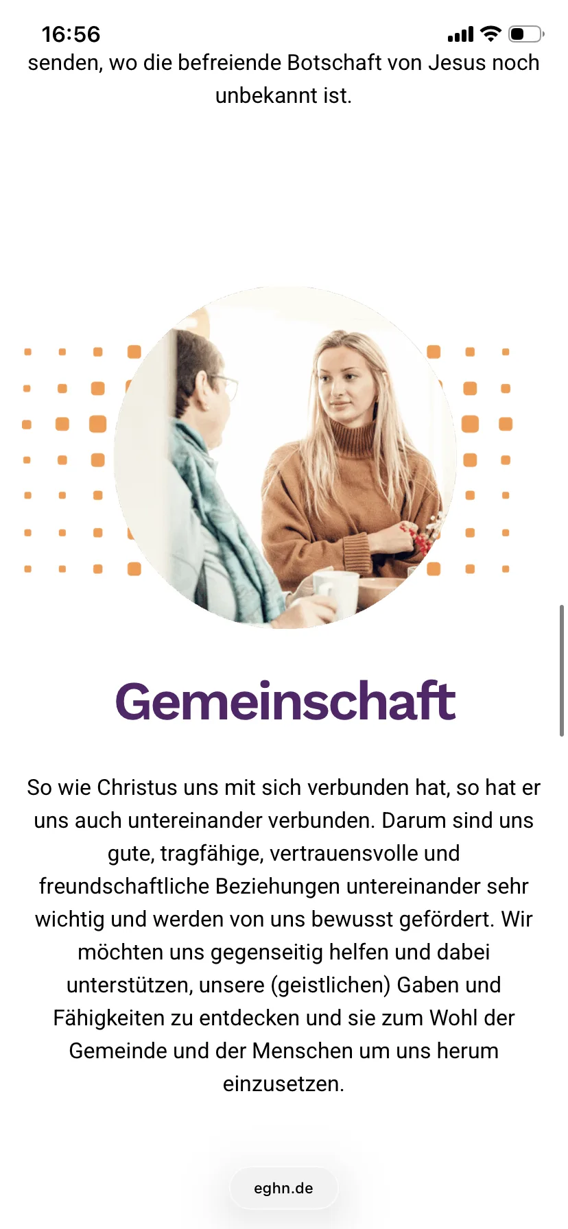 Evangelisation & Gemeinschaft – Ansicht Mobil