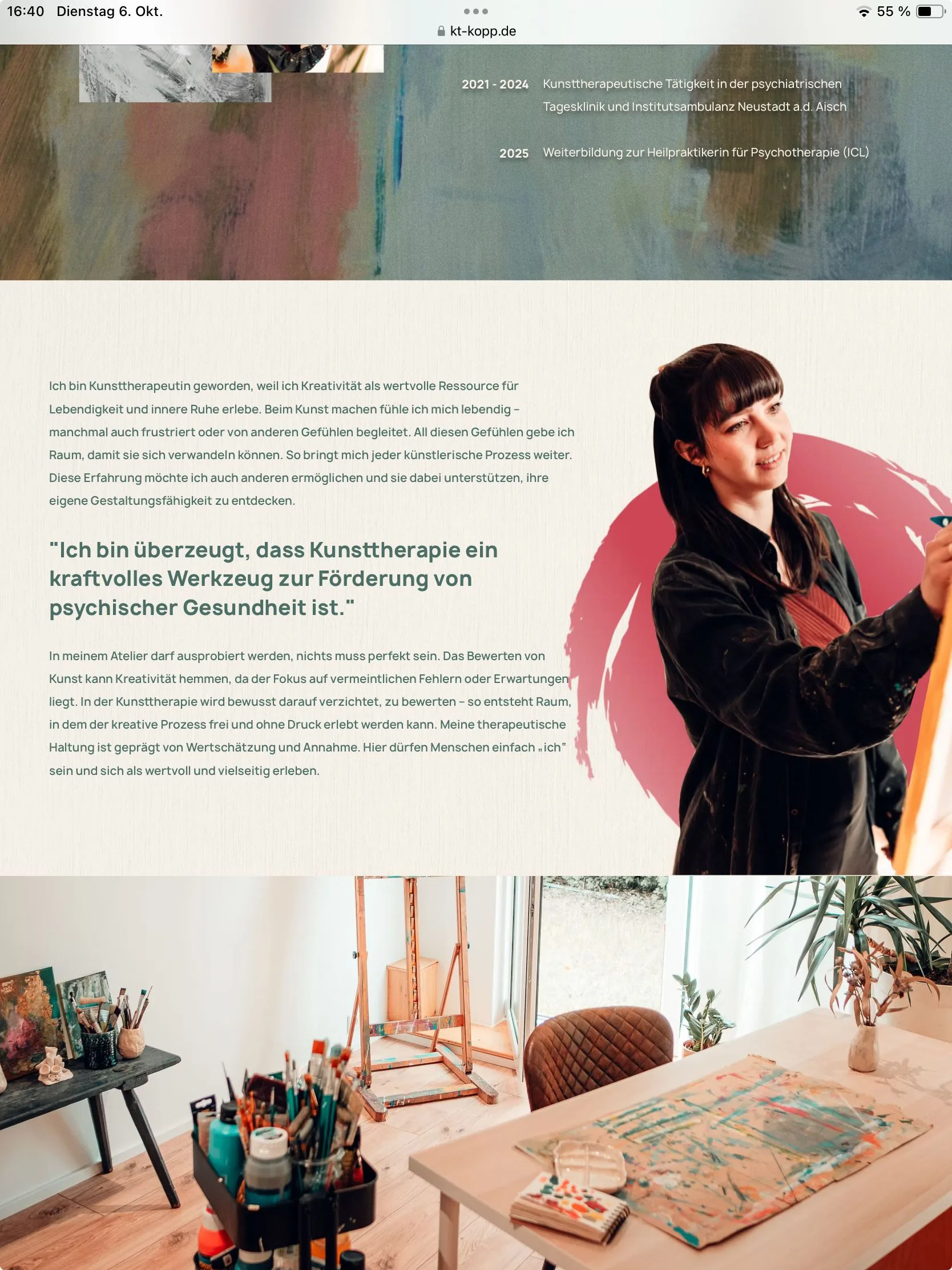 Über Theresa Kopp – Ansicht Tablet