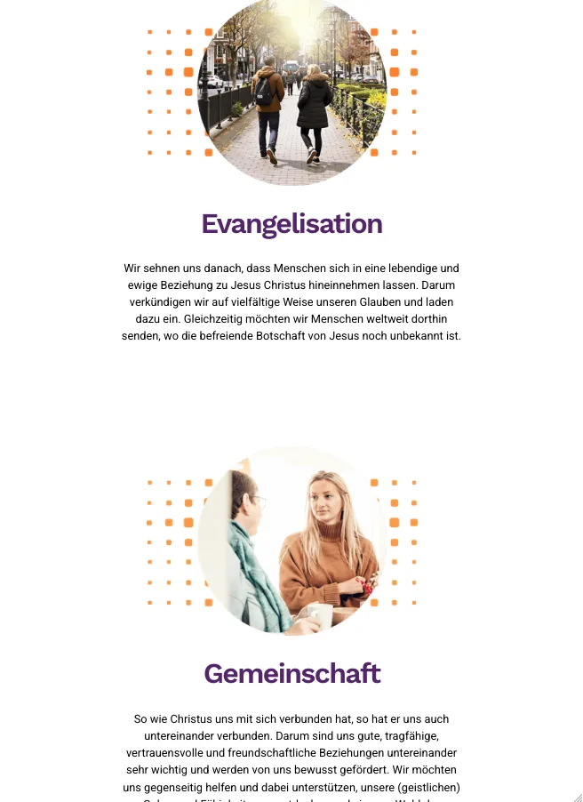 Evangelisation & Gemeinschaft – Ansicht Tablet