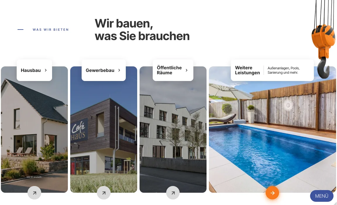 Was wir bieten – Ansicht Desktop
