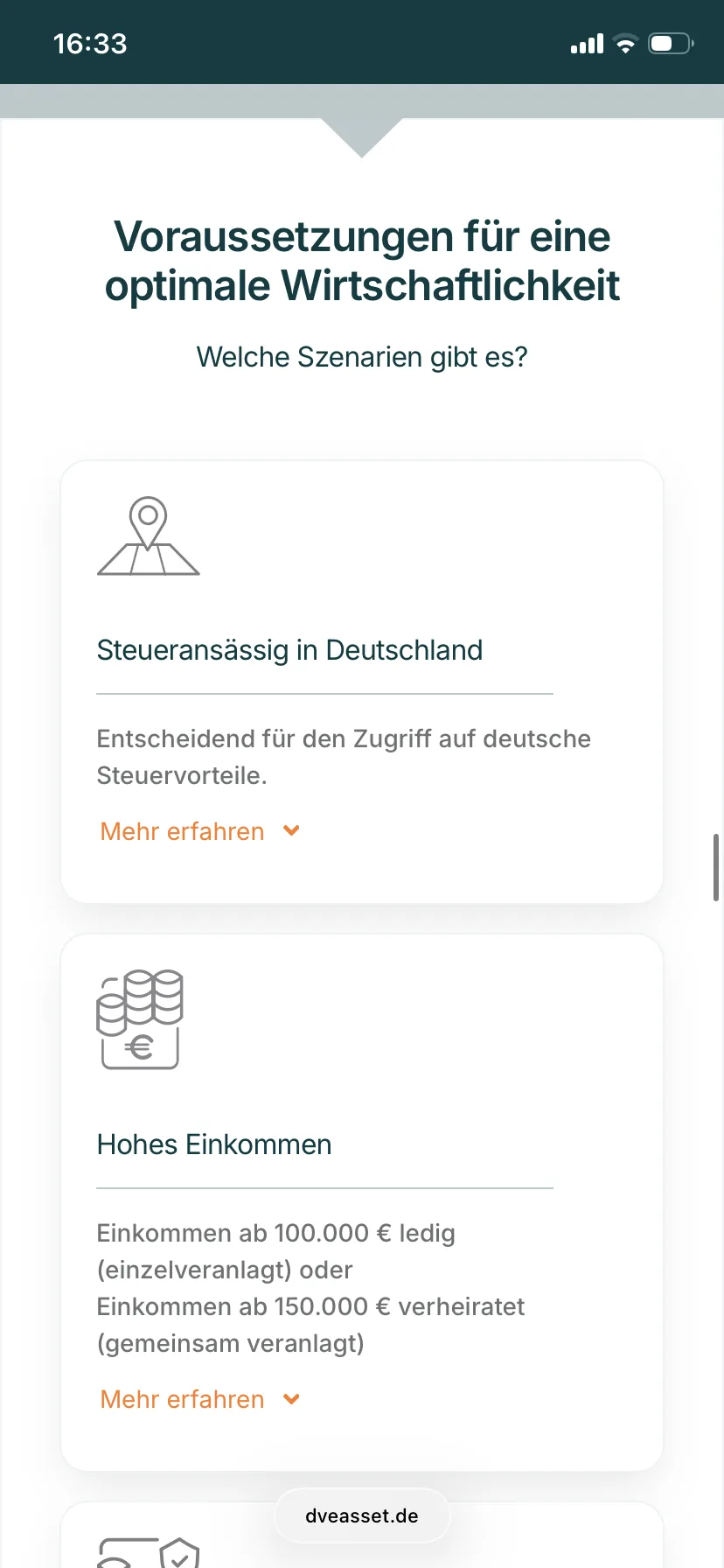 Voraussetzungen – Ansicht Mobil