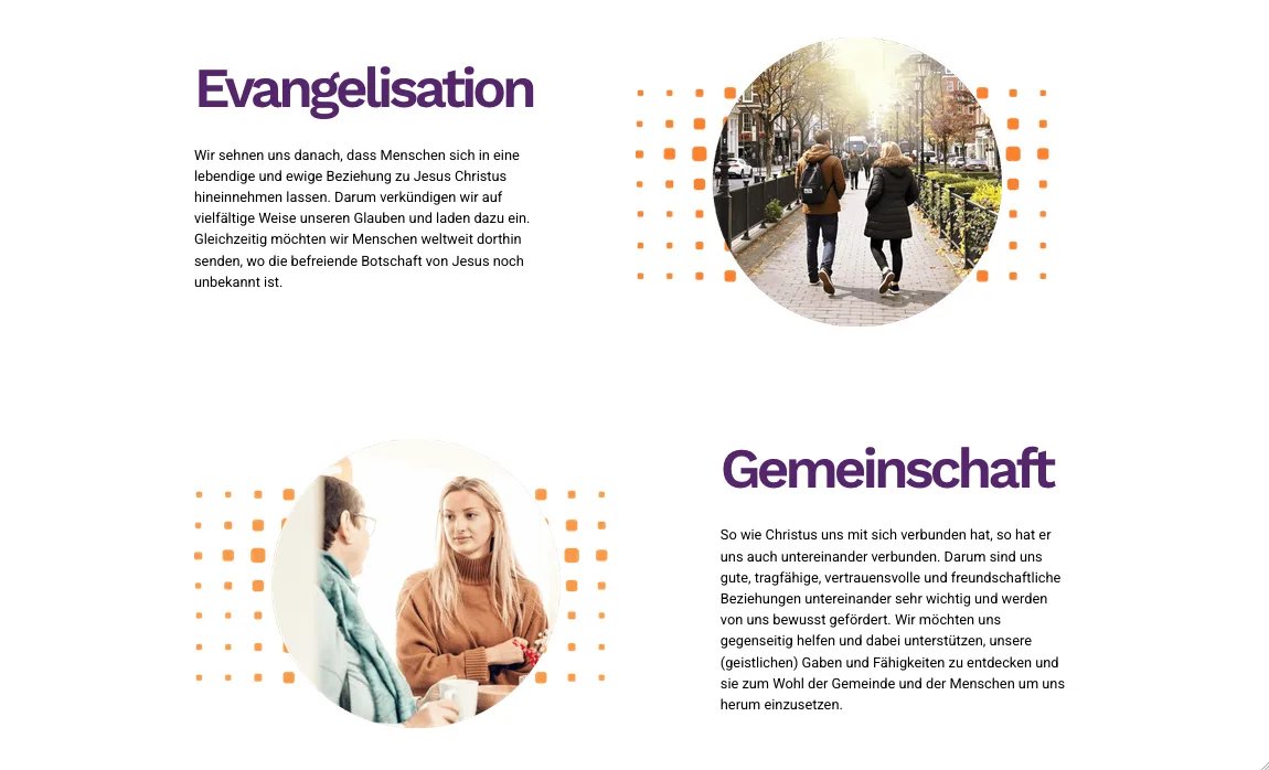 Evangelisation & Gemeinschaft – Ansicht Desktop