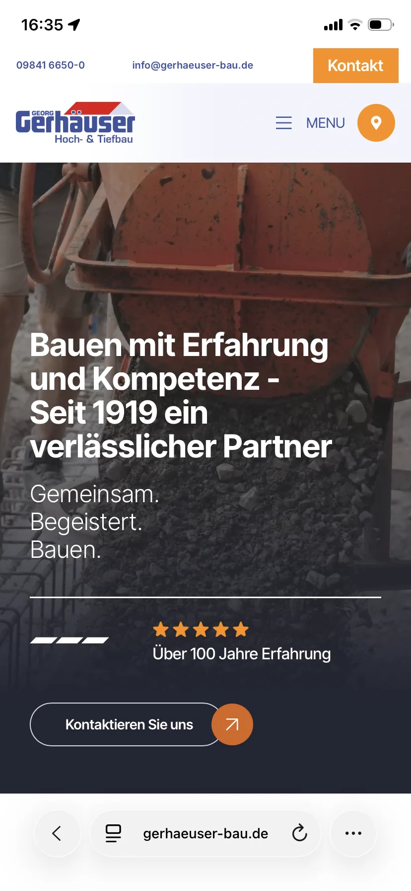 Startseite – Ansicht Mobil