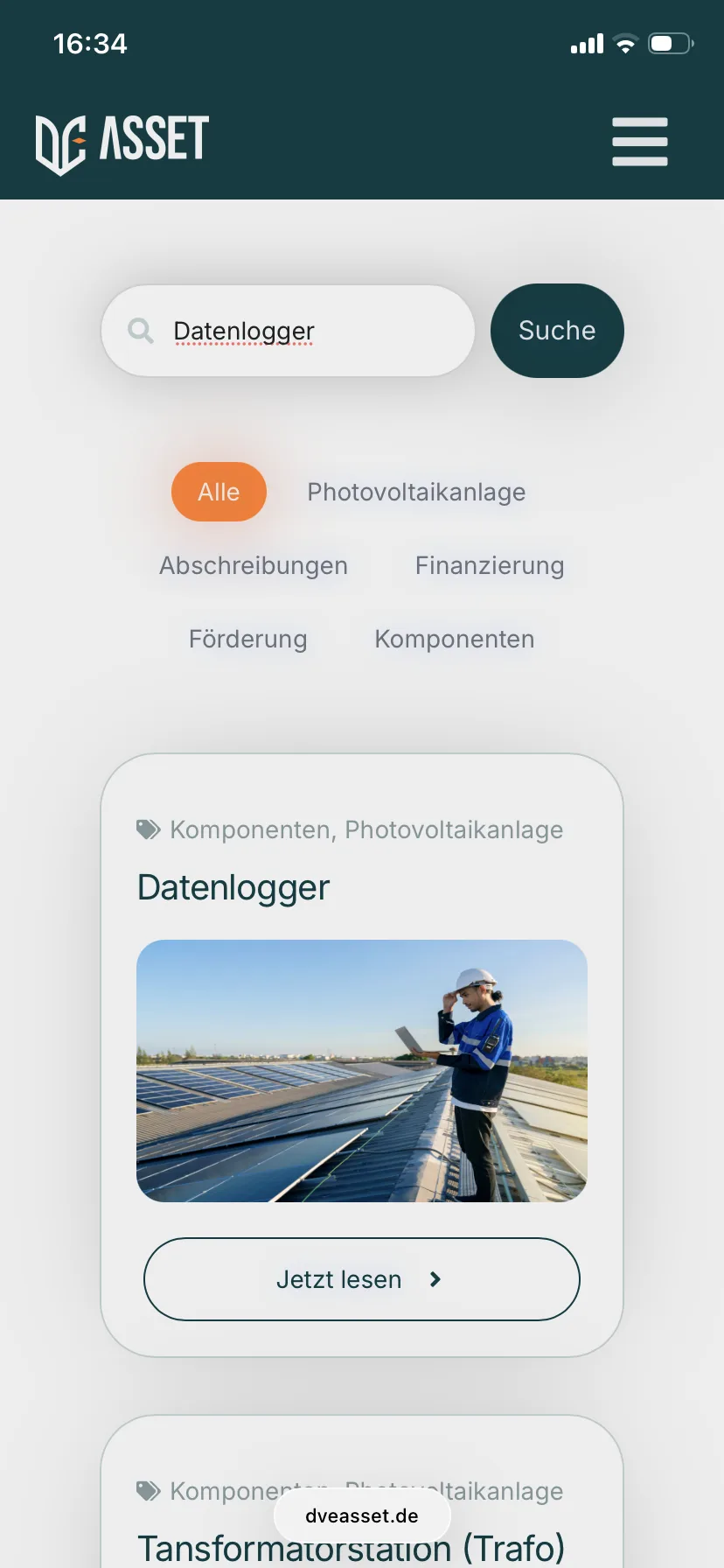 Wissensdatenbank – Ansicht Mobil