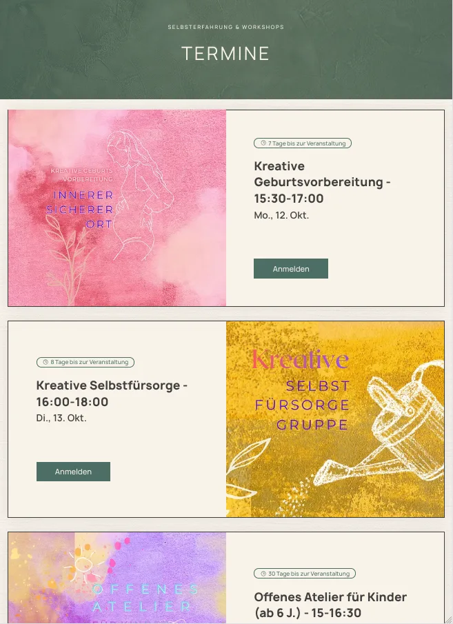Termine – Ansicht Tablet