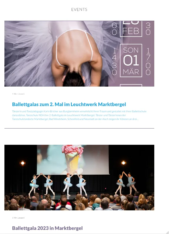 Events – Ansicht Tablet