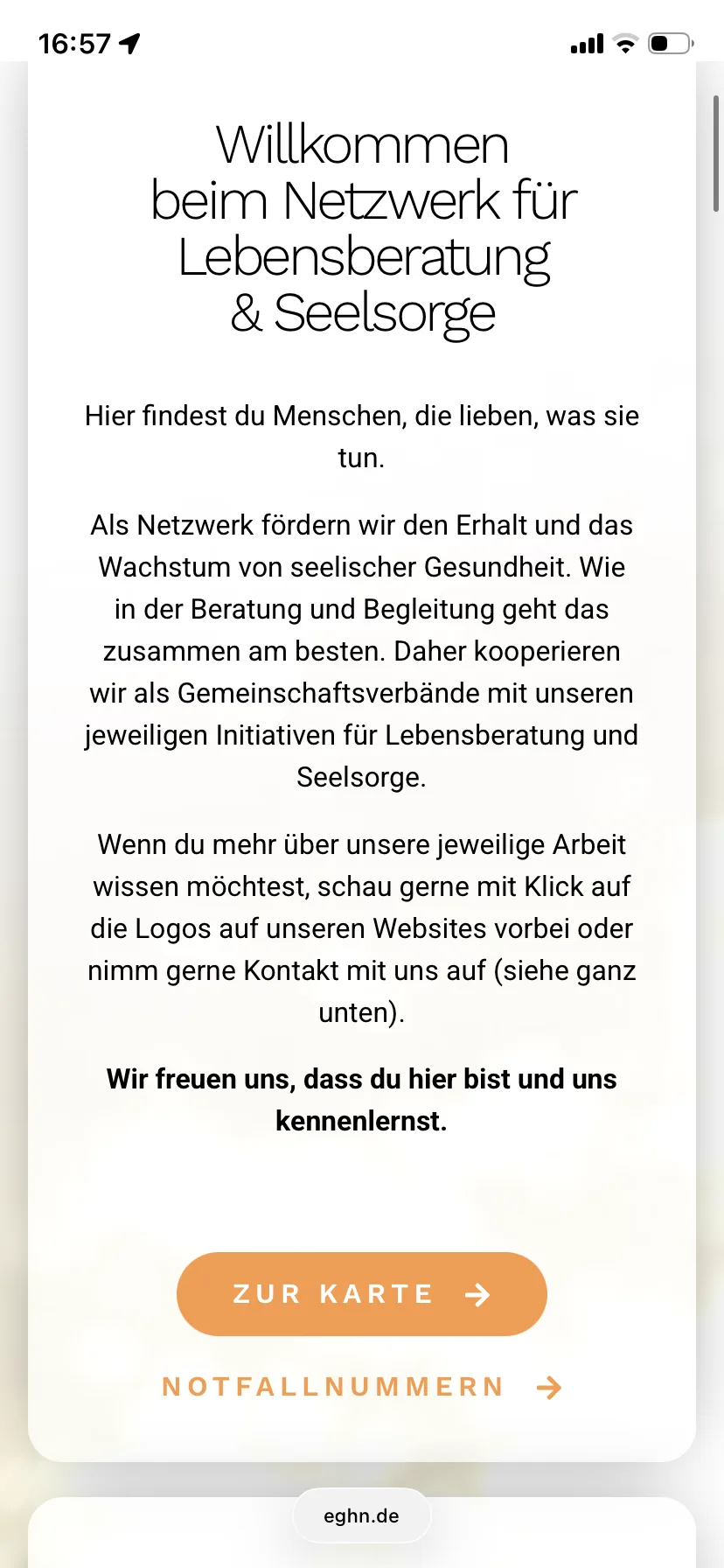 Netzwerk Lebensberatung – Ansicht Mobil