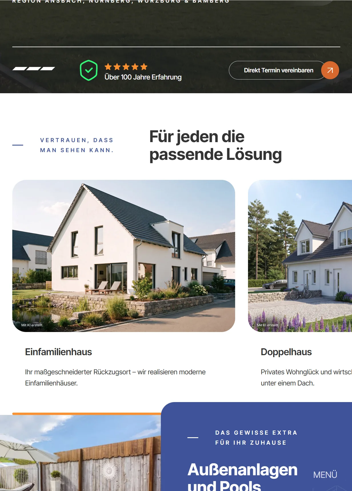 Unsere Leistungen – Ansicht Tablet