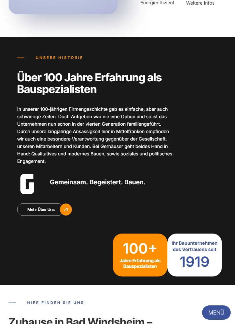 100 Jahre Erfahrung – Ansicht Tablet