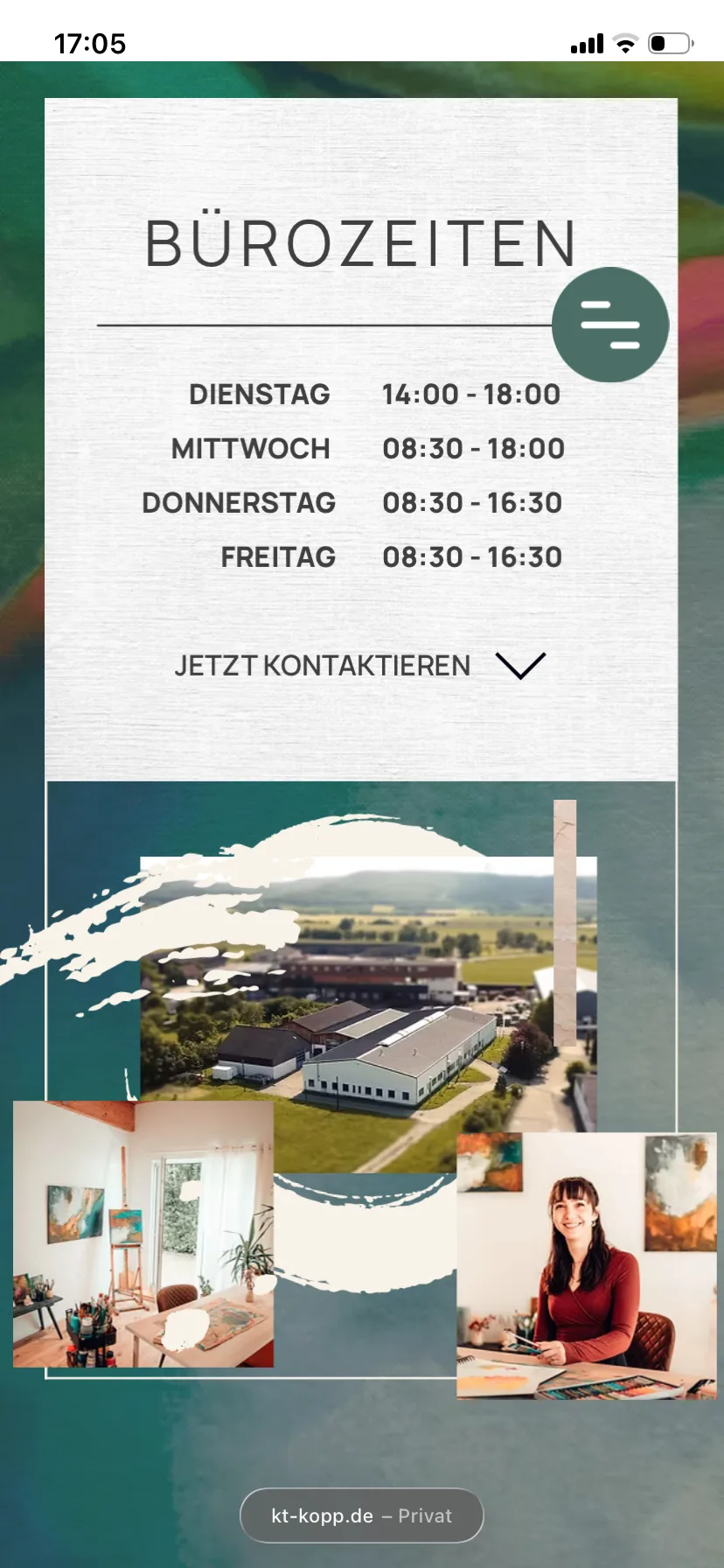 Bürozeiten – Ansicht Mobil